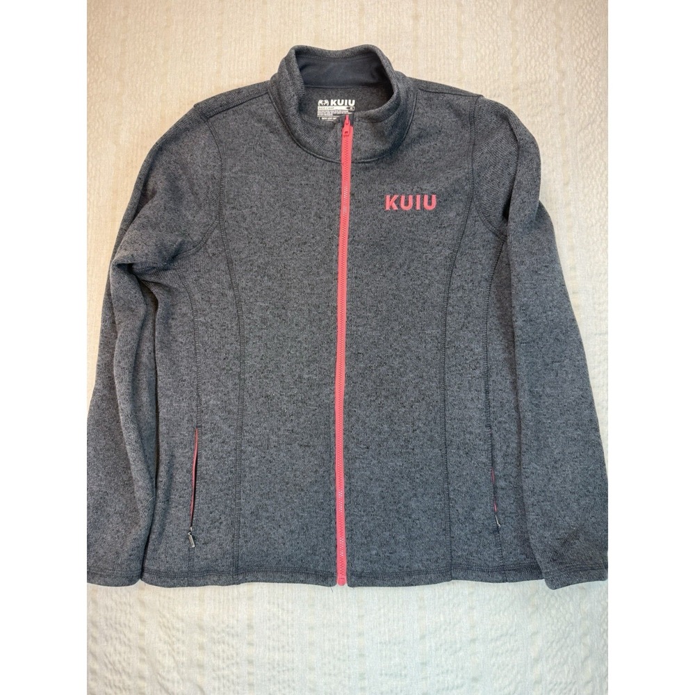 KUIU Fleece Jacket Womens XL Full‎ Zip Gray Pink Logo Outdoor Hunting Base Camp